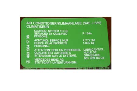 Mercedes G-Class A/C Sticker 1993-2000.